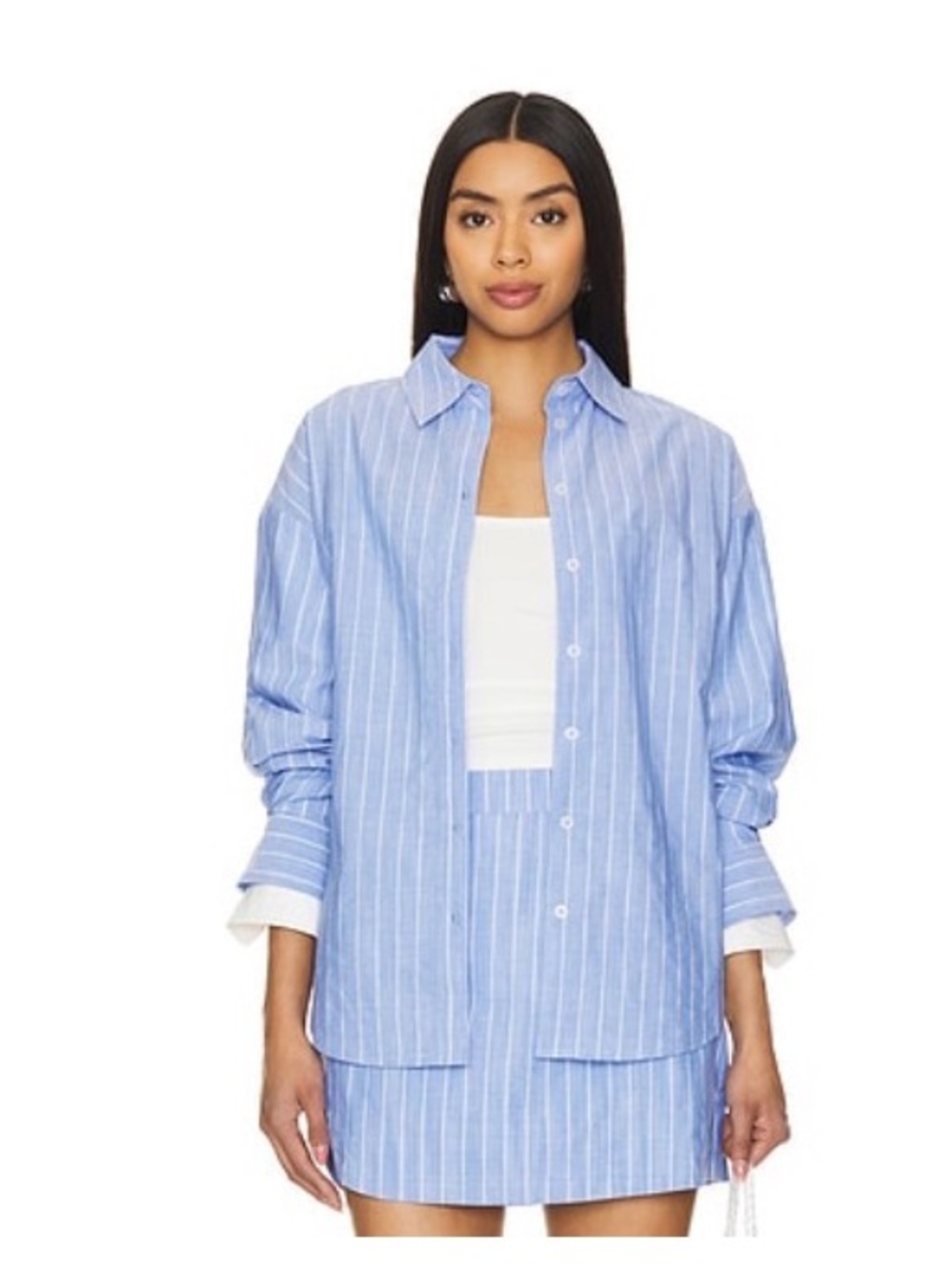 REVOLVE Light Blue Striped Cotton SKIRT